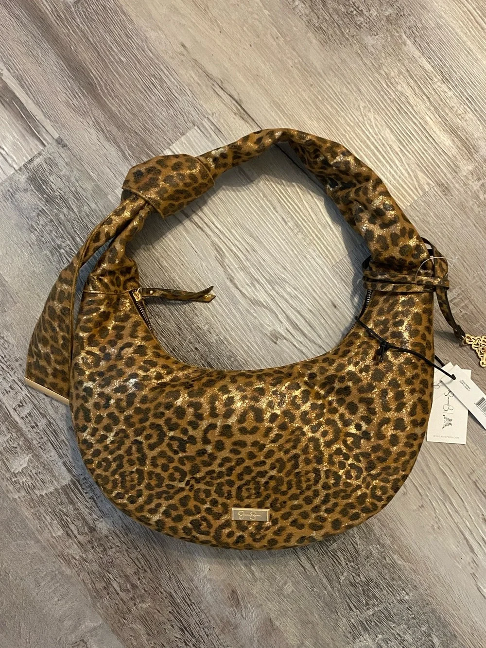 Jessica Simpson Women's Luna Hobo Bag, Leopard Print Faux Sued